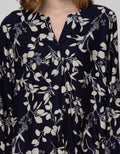 St. Yves Long Sleeve Blouse Top Rayon Print V Neck