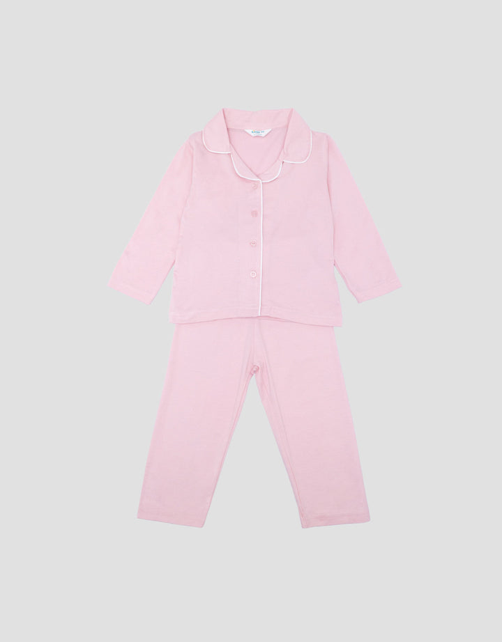 Little M Kerah Polos Rayon Logo Setelan Piyama Bayi