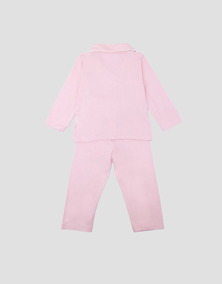 Little M Kerah Polos Rayon Logo Setelan Piyama Bayi