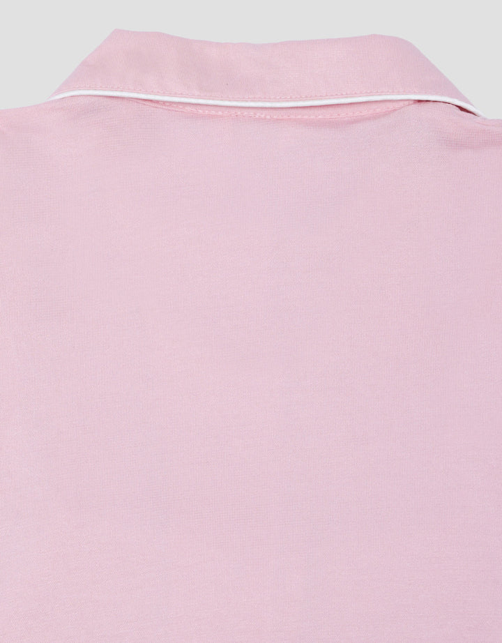 Little M Kerah Polos Rayon Logo Setelan Piyama Bayi