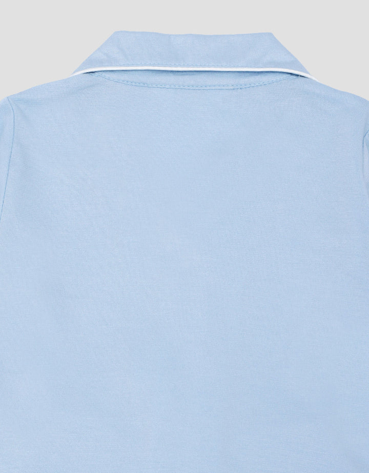 Little M Kerah Polos Rayon Logo Setelan Piyama Bayi