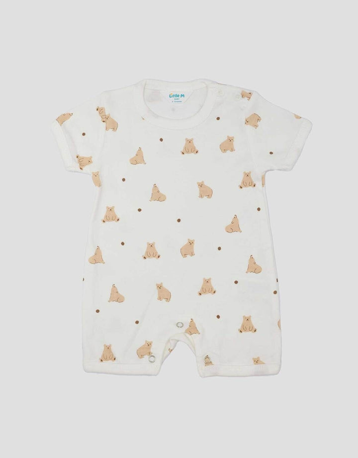 Little M Double Knit Full Print Bear Jumpsuit Romper Bayi