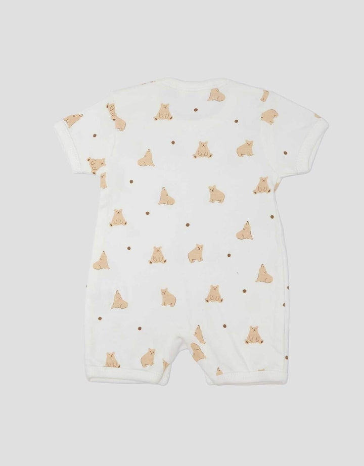 Little M Double Knit Full Print Bear Jumpsuit Romper Bayi
