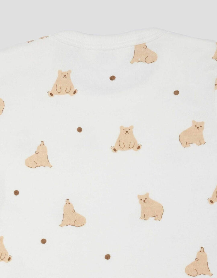 Little M Double Knit Full Print Bear Jumpsuit Romper Bayi