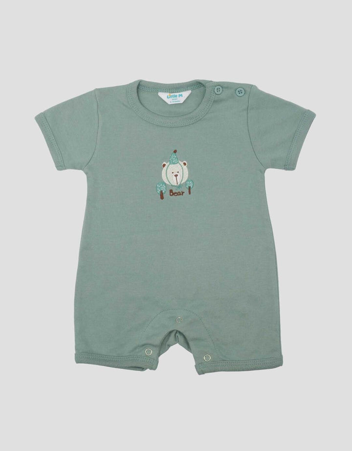 Little M Double Knit Logo Bear Jumpsuit Romper Bayi