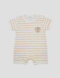 Little M Double Knit Salur With Logo Bear Jumpsuit Romper Bayi