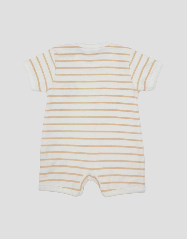 Little M Double Knit Salur With Logo Bear Jumpsuit Romper Bayi