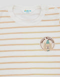 Little M Double Knit Salur With Logo Bear Jumpsuit Romper Bayi