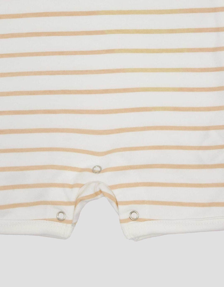 Little M Double Knit Salur With Logo Bear Jumpsuit Romper Bayi