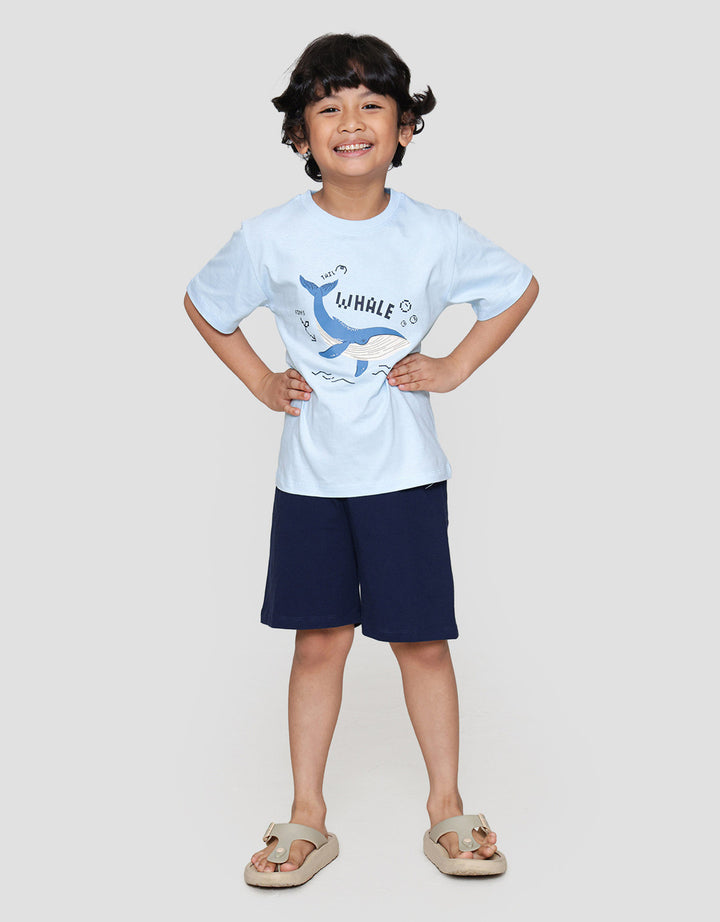 Little M Whale Tail Fins Pakaian Setelan Anak Laki-laki