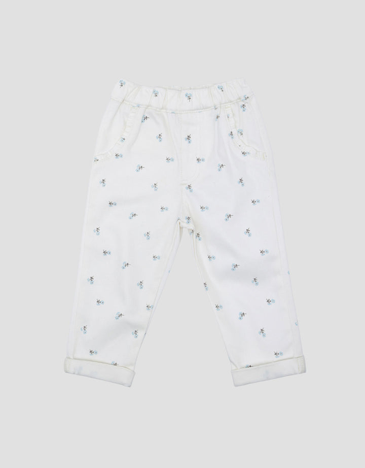 Little M Stretch Fulllprint Bunga Celana Denim Bayi