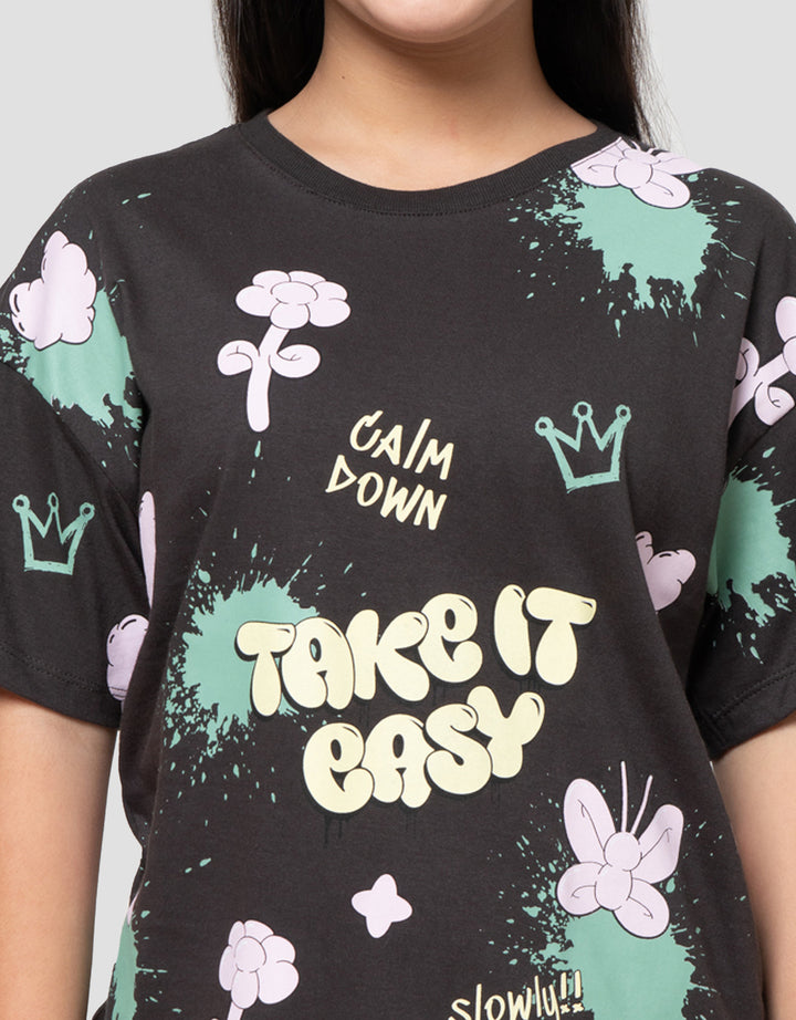 Nevada Grafiti Wording Kaos Anak Perempuan