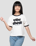 Nevada Ringer Cute Word Vibe Check Kaos Anak Perempuan