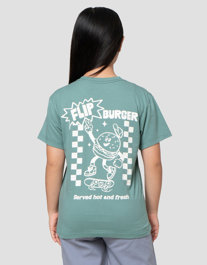 Nevada Sablon Food Depan Blkg Flip Burger Kaos Anak Perempuan