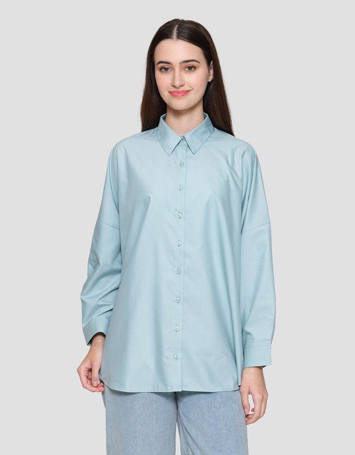 Suko Ruffle Lengan Panjang Kemeja Wanita