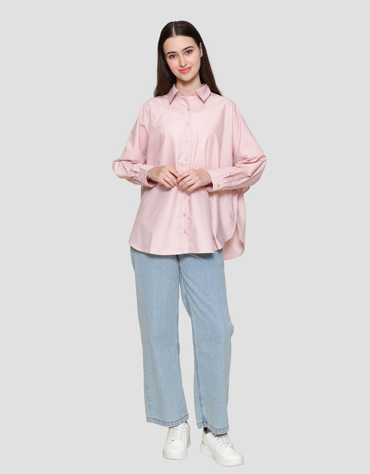 Suko Ruffle Lengan Panjang Kemeja Wanita