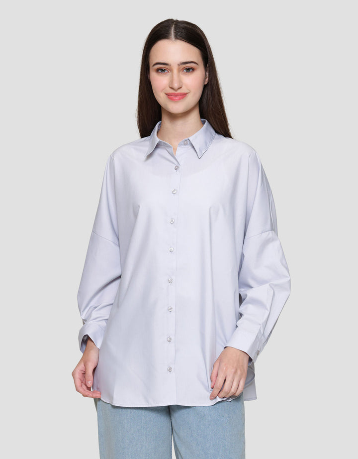 Suko Ruffle Lengan Panjang Kemeja Wanita