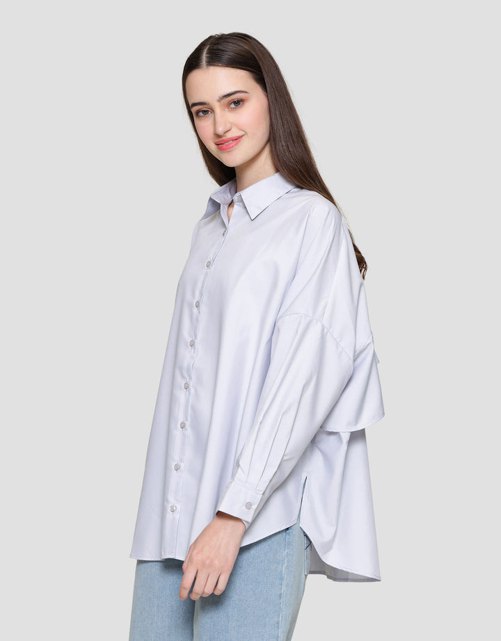 Suko Ruffle Lengan Panjang Kemeja Wanita