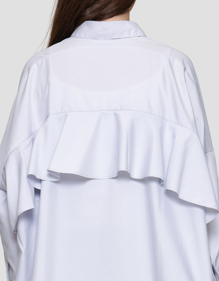 Suko Ruffle Lengan Panjang Kemeja Wanita