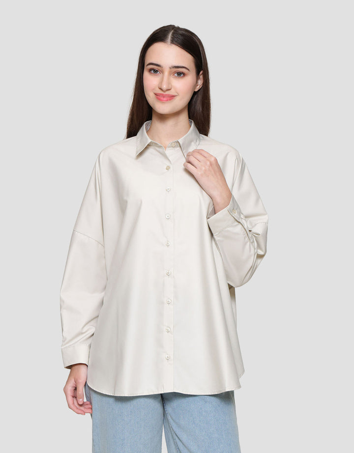 Suko Ruffle Lengan Panjang Kemeja Wanita