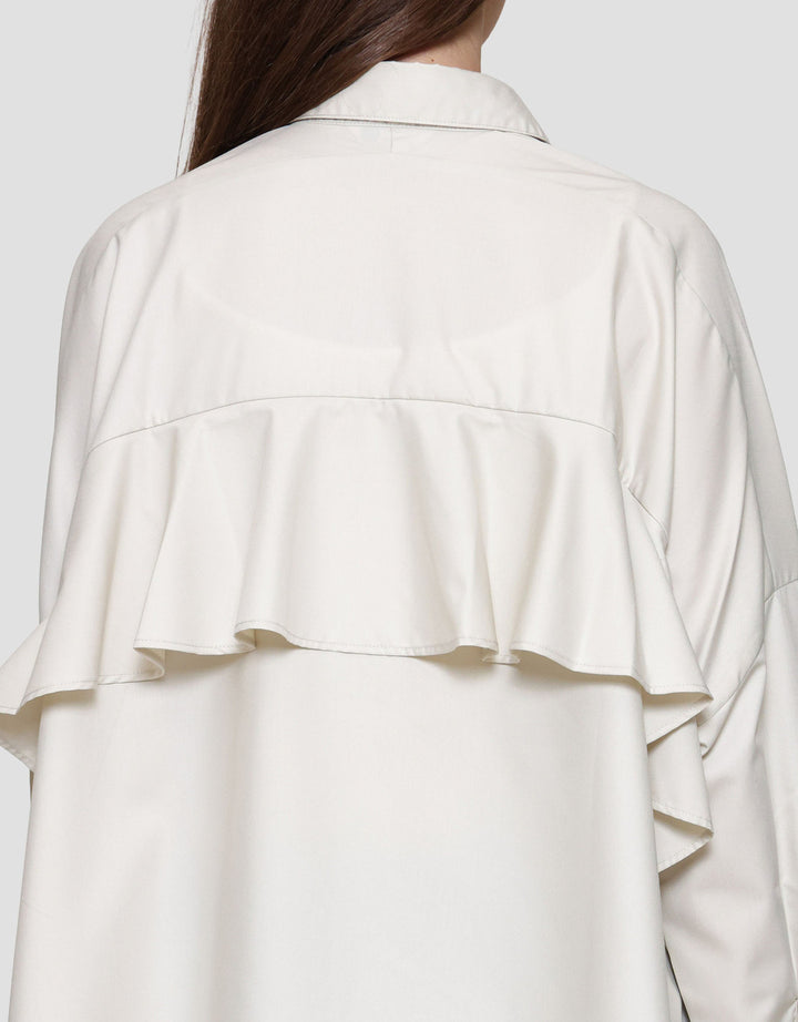 Suko Ruffle Lengan Panjang Kemeja Wanita