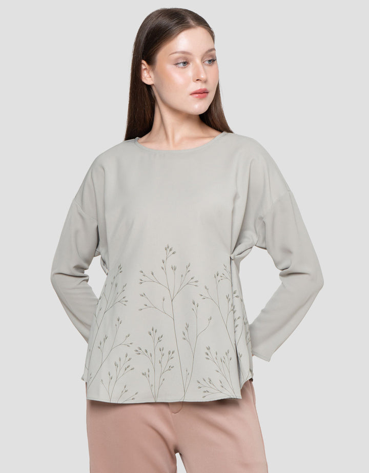 Suko Asimetris Lengan Panjang Blouse Wanita