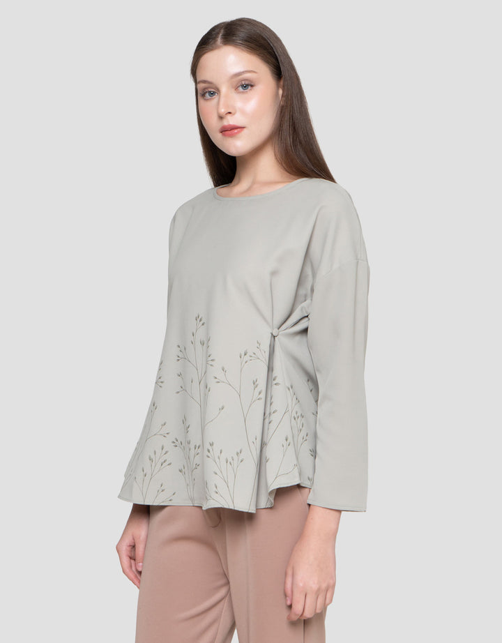 Suko Asimetris Lengan Panjang Blouse Wanita