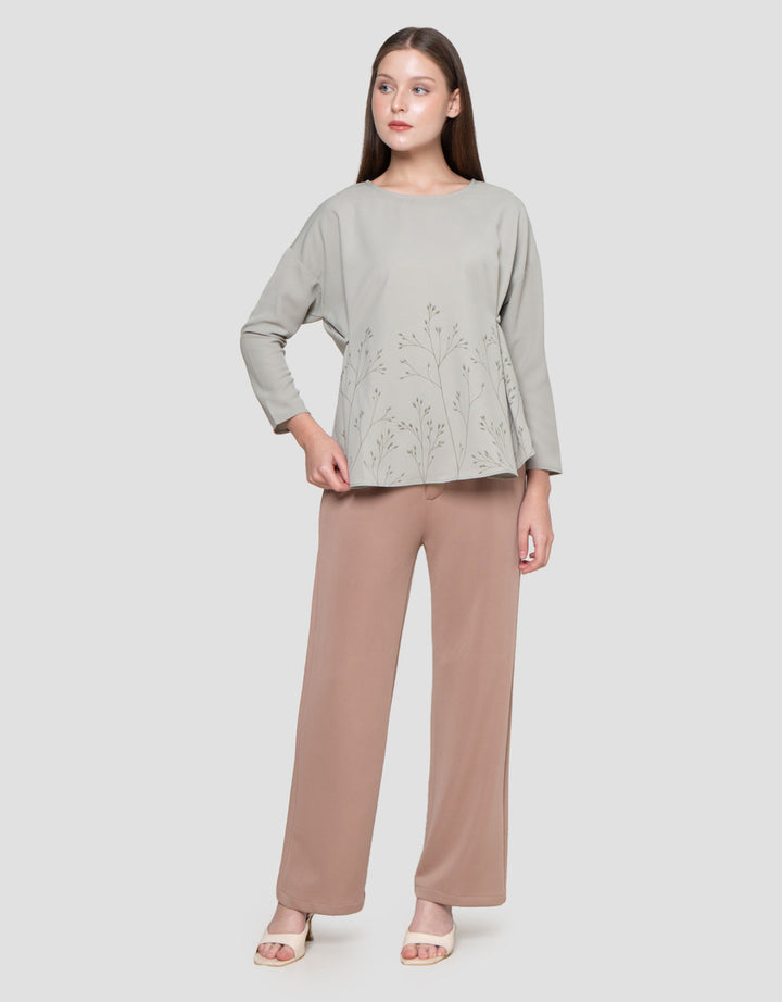 Suko Asimetris Lengan Panjang Blouse Wanita