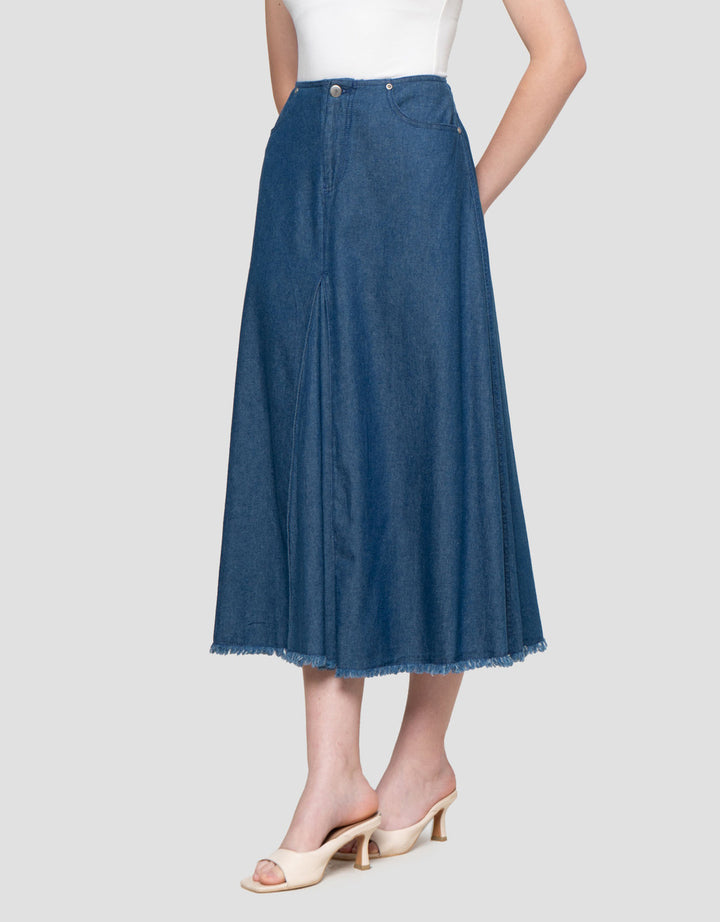 Suko Flare Rok Denim Wanita