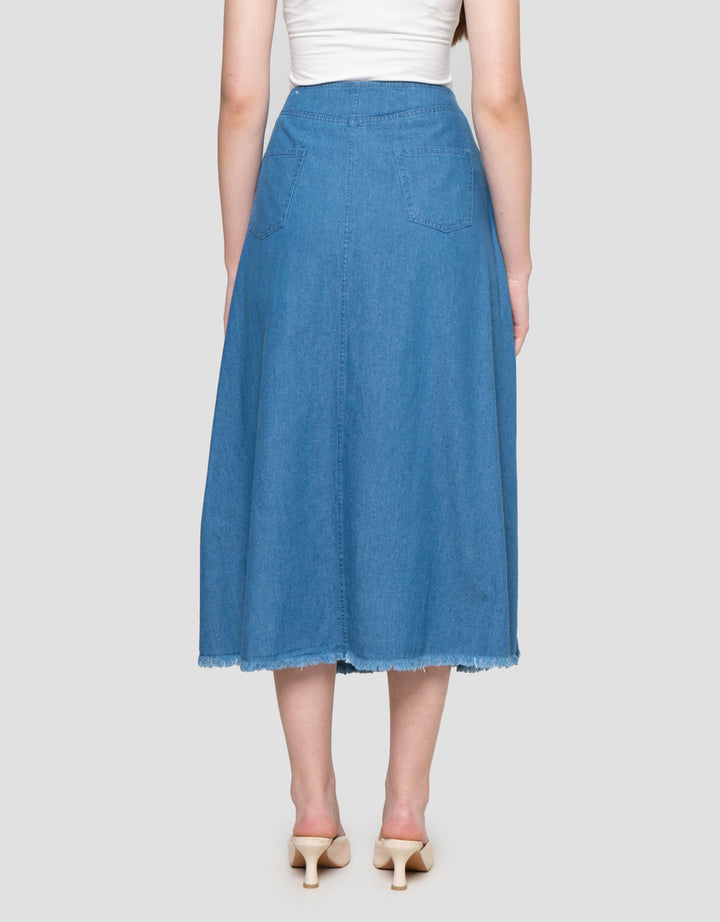 Suko Flare Rok Denim Wanita