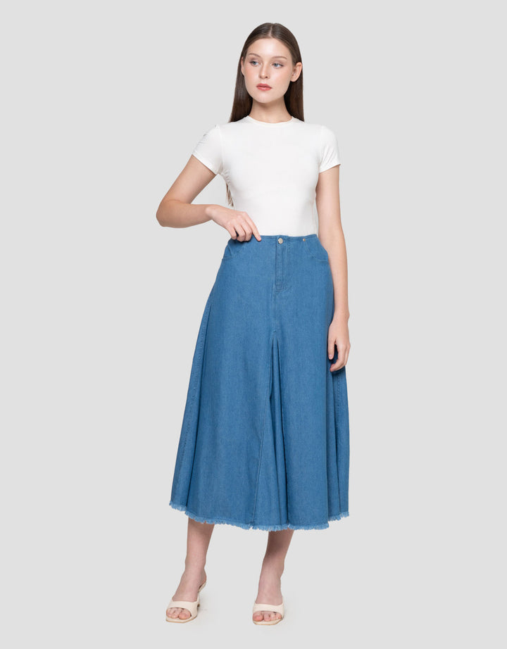 Suko Flare Rok Denim Wanita