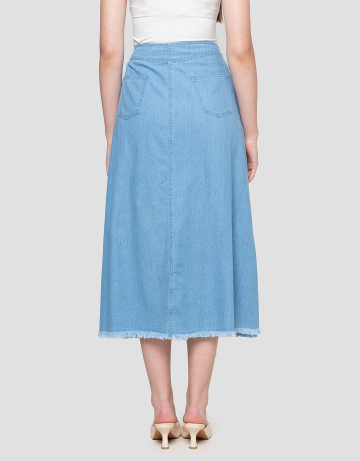Suko Flare Rok Denim Wanita
