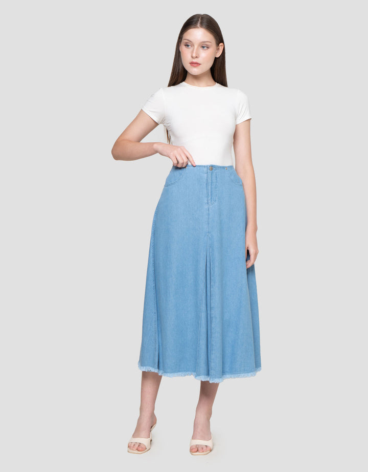 Suko Flare Rok Denim Wanita