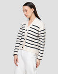Suko Souffle Yarn Stripe Jaket Cardigan Wanita