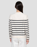 Suko Souffle Yarn Stripe Jaket Cardigan Wanita