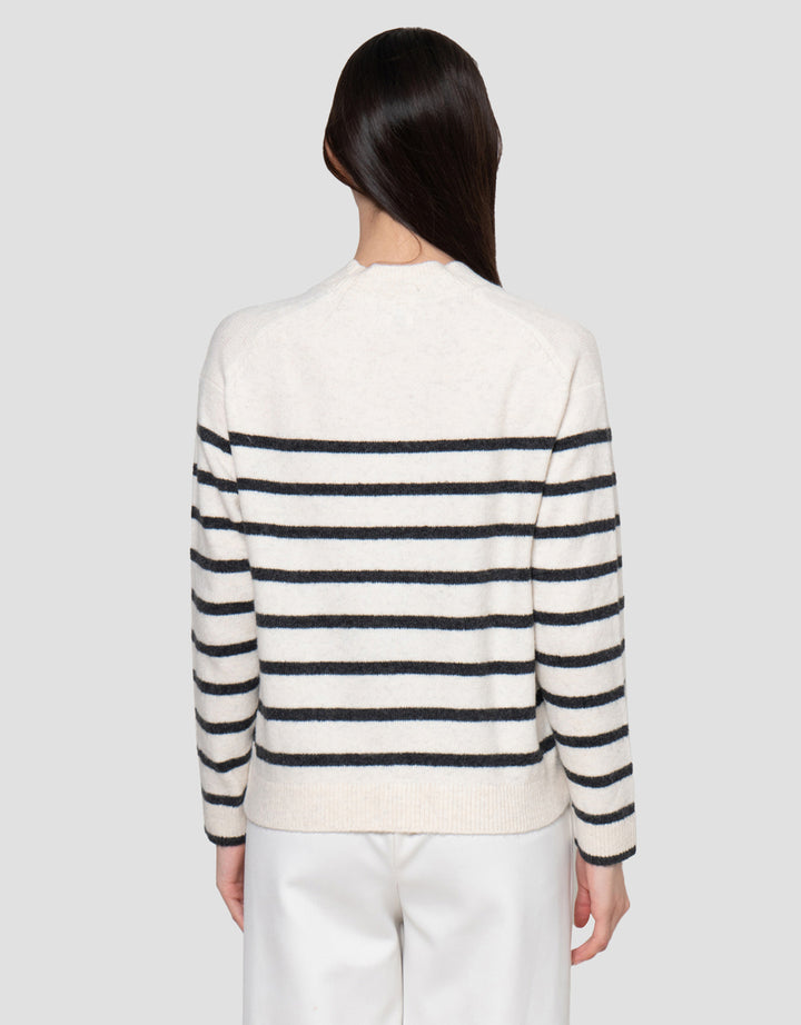 Suko Souffle Yarn Stripe Jaket Cardigan Wanita