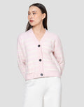 Suko Souffle Yarn Stripe Jaket Cardigan Wanita