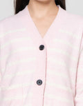 Suko Souffle Yarn Stripe Jaket Cardigan Wanita