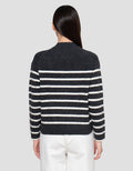 Suko Souffle Yarn Stripe Jaket Cardigan Wanita