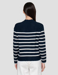Suko Souffle Yarn Stripe Jaket Cardigan Wanita
