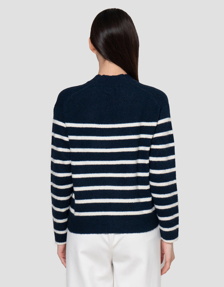 Suko Souffle Yarn Stripe Jaket Cardigan Wanita