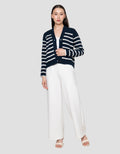 Suko Souffle Yarn Stripe Jaket Cardigan Wanita