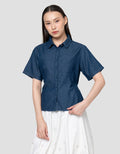 Suko Blouse Denim Lengan Pendek Wanita