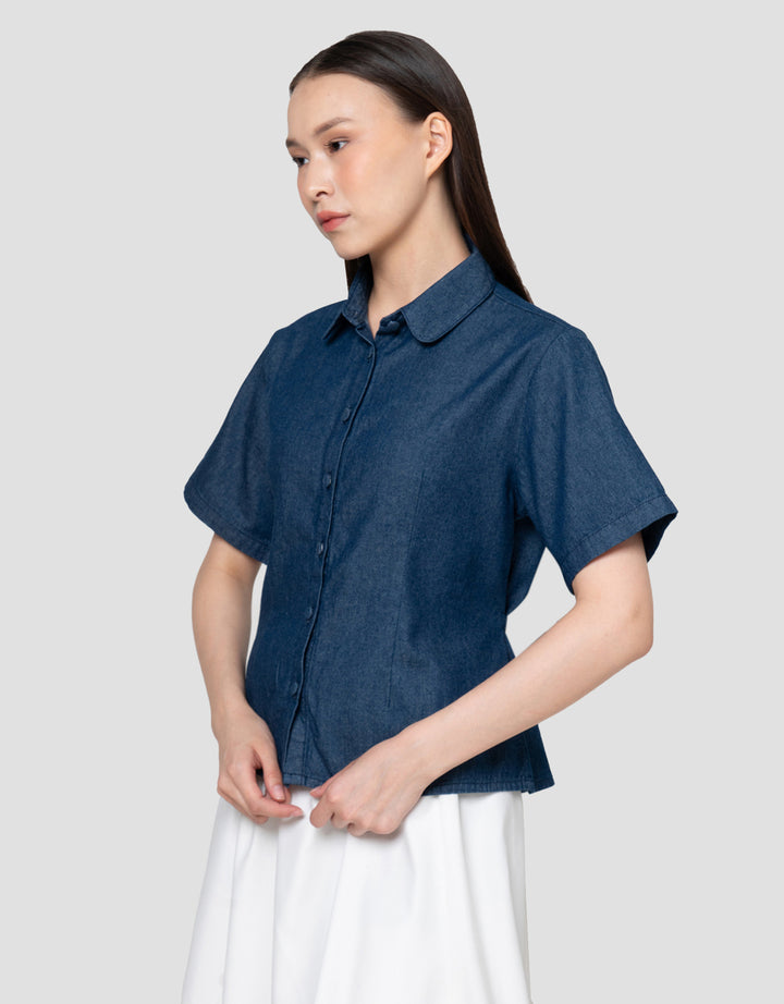 Suko Blouse Denim Lengan Pendek Wanita