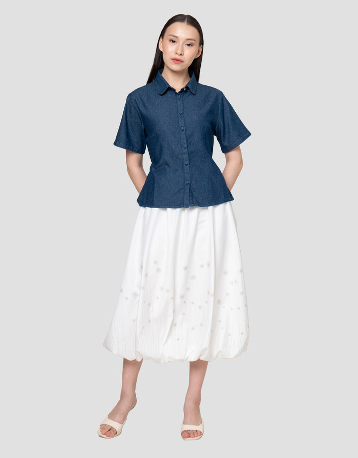 Suko Blouse Denim Lengan Pendek Wanita