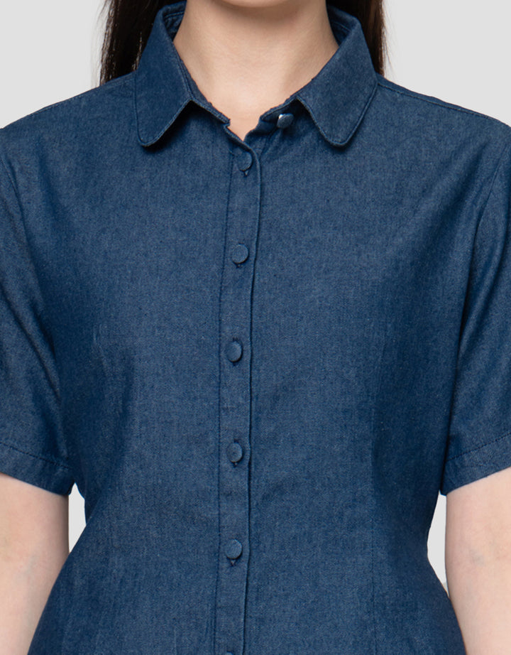 Suko Blouse Denim Lengan Pendek Wanita