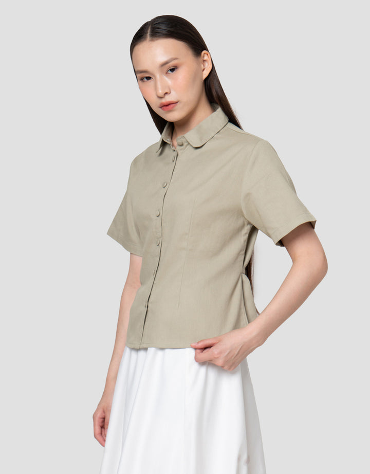 Suko Blouse Denim Lengan Pendek Wanita