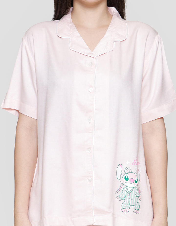 Disney Stitch Angel Less Drama Setelan Piyama Wanita