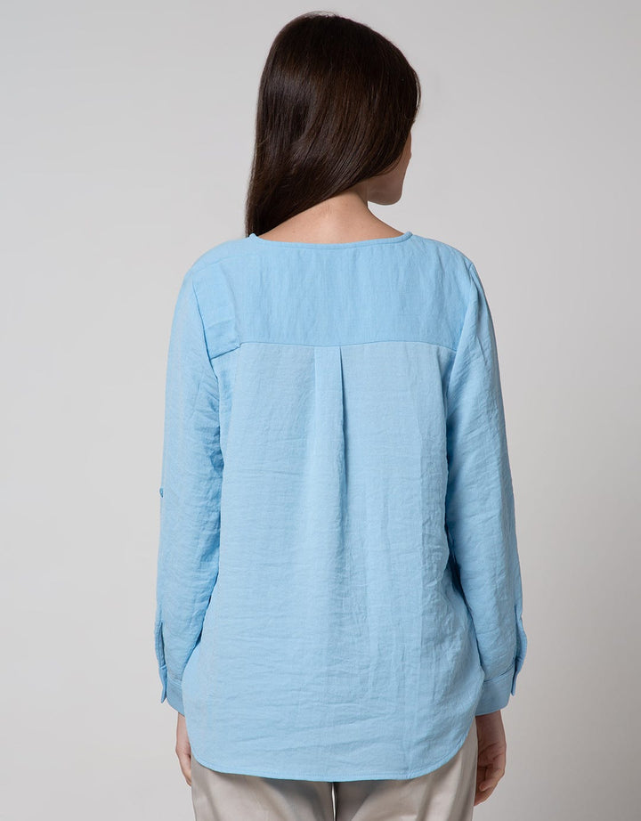 St. Yves Long Sleeve Blouse 78 Long Top Crepe Ceramic