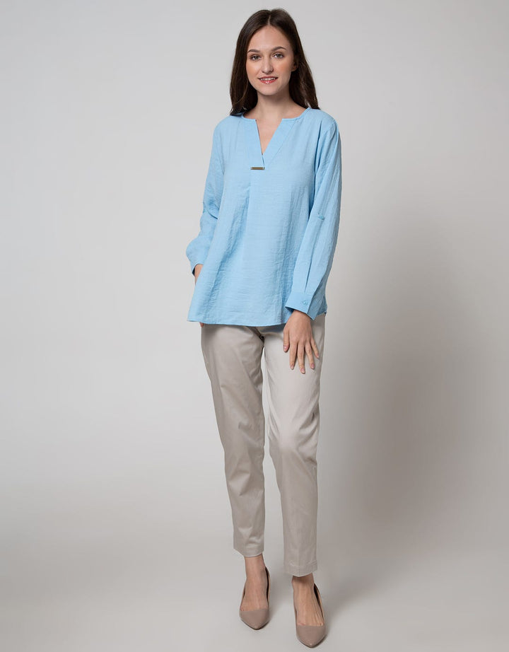 St. Yves Long Sleeve Blouse 78 Long Top Crepe Ceramic